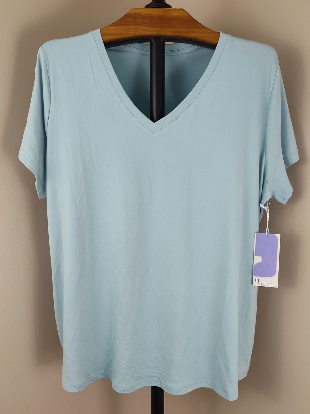 Women's Light Blue V-Neck Short Sleeve Tee